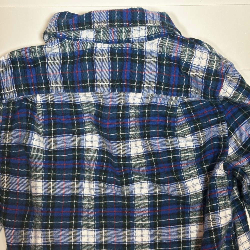 J. Crew Crewcuts Boy’s Blue Plaid Flannel Button Down Shirt Size 4-5 - Picture 8 of 8